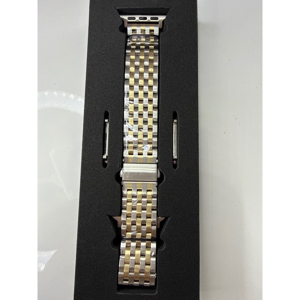 Posh Tech Remy Steel Two Tone Watch Band for Apple Watch Silver Gold Stainless